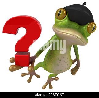 Fun french frog - 3D Illustration Stock Photo