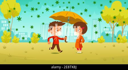 Little Girl Walking In Rain With Her Baby Doll And Holding Umbrella Against The Direction Of The Rain To Protect Herself From The Rain Drops Vintage Stock Vector Image Art