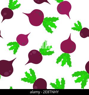 Seamless vector pattern with beets. Beetroot repeating pattern. Stock Vector