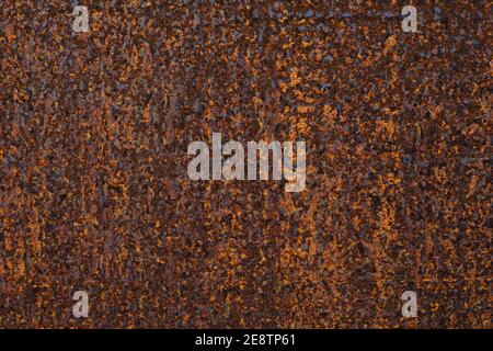 Old rusty metal sheet with traces of corrosion and rust, texture background Stock Photo