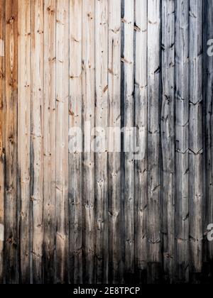 Old wood plank wall texture background, vertical style. Brown wood plank surface fence. Stock Photo