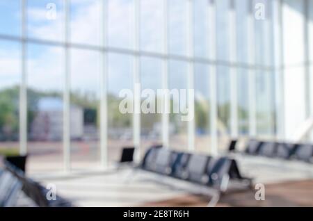 Office building or university library lobby hall reading area blur background with hall interior Stock Photo