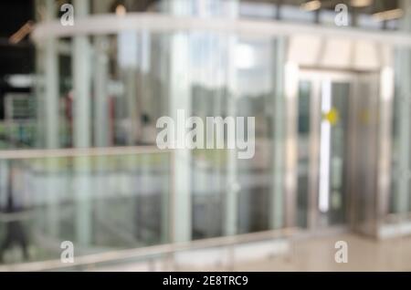 Office building or university library lobby hall reading area blur background with hall interior Stock Photo