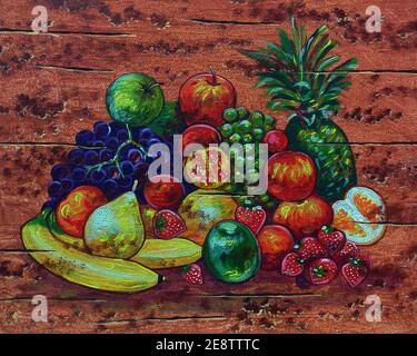 Food painting,Realistic ,oil painting, there are many countries., Stock Photo