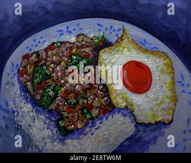 Food painting,Realistic ,oil painting, there are many countries., Stock Photo