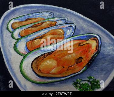 Food painting,Realistic ,oil painting, there are many countries., Stock Photo