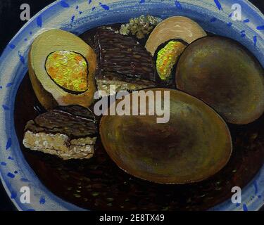 Food painting,Realistic ,oil painting, there are many countries., Stock Photo