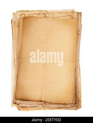Old sheets stacked isolated on white background Stock Photo