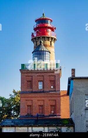 Beautiful view of famous Kap Arkona lighthouse in summer, island of Ruegen, Baltic Sea, Germany in Europe Stock Photo