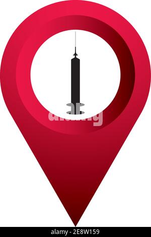world vaccine location pointer vaccination zone vector illustration Stock Vector