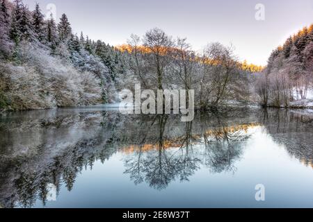 Staindale Lake in winter. Stock Photo