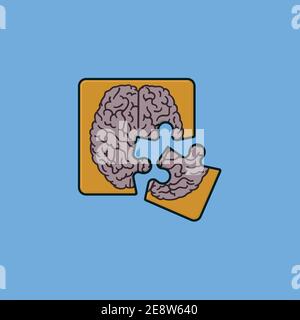 Jigsaw puzzle with brain motif vector illustration for Alzheimers Day on September 21. Loss of memory concept Stock Vector