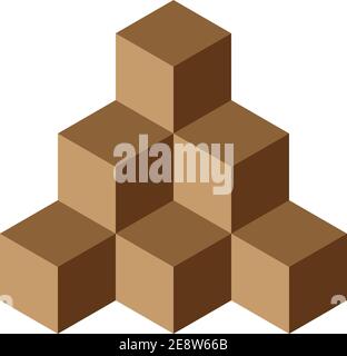 Pyramid of brown chocolate cubes. 3D vector illustration isolated on white background. Stock Vector