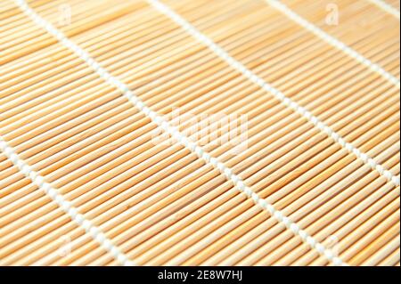 bamboo sushi mat. Light background. Close up and flat lay Stock Photo