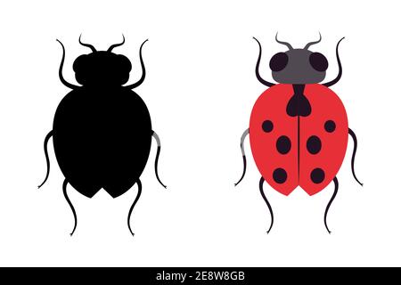 Cartoon cute ladybug on a white isolated background. Vector illustration. Stock Vector