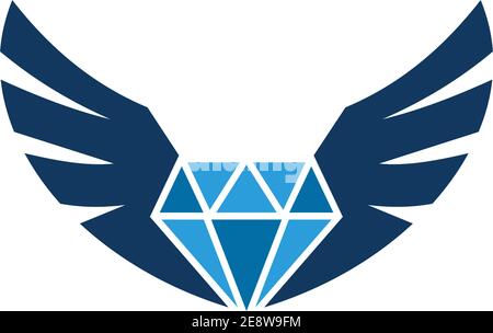 diamond wings abstract icon logo concept graphic design Stock Vector