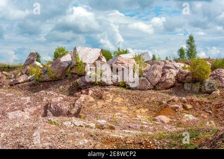 Abandoned marble quarry near the village of Artyshta, Kemerovo region-Kuzbass Stock Photo