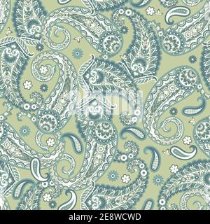 Paisley Ornamental seamless pattern. kalamkari vector fabric background Stock Vector
