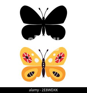 Beautiful butterfly, silhouette. Vector icon isolated on white background. Stock Vector