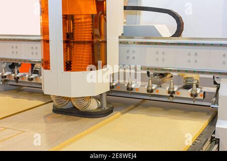 Automated Cnc Wood Router in Furniture Factory Stock Photo - Alamy