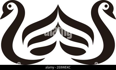 twin swan abstract icon logo concept graphic design Stock Vector