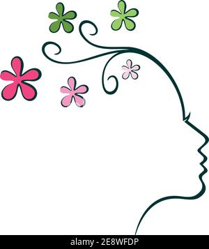 woman beauty abstract flowers icon logo concept graphic design Stock Vector