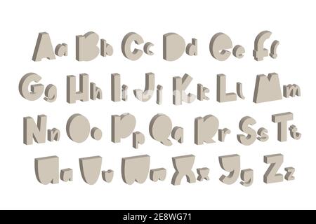 Gray 3d font. Latin typography. Font for event and promotions, banner and monogram and poster. Stock Vector