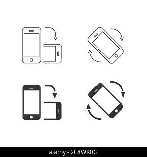 The phone icon is in the horizontal and vertical position. change or lock the orientation. Stock Vector
