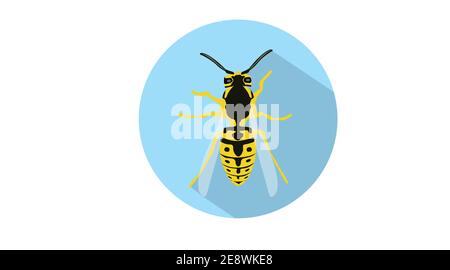 Vector Isolated Rounded Illustration of a Wasp. Wasp Icon Stock Vector