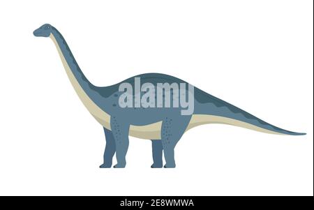 Apatosaurus dinosaur. Vector illustration of a large prehistoric dinosaur apatosaurus isolated on a white background. Side view, profile. Stock Vector