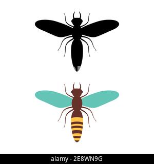Bee icon isolated on white background. Honey flying bee. Insect. Flat style vector illustration. Stock Vector