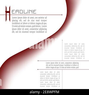 Layout with maroon abstract wave. Modern template for book, brochure, poster, leaflet, flyer, promotion, advert. Minimalistic vector background. EPS10 Stock Vector