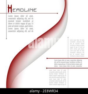 Dark red, gray abstract wave. Template, minimalistic layout for promotion, advert, book, brochure, poster, leaflet, flyer, infographic. Vector EPS10 Stock Vector