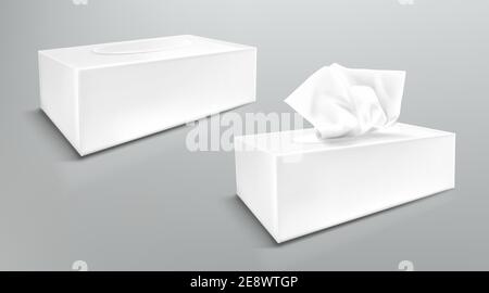 Download Paper Napkin Box Mockup Close And Open Blank Packages With Tissue Wipes Side View Hygiene Accessories White Carton Packages Isolated On Grey Background Realistic 3d Vector Illustration Mock Up Stock Vector Image