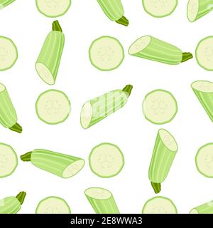 Illustration on theme of bright pattern zucchini, vegetable squash for seal. Vegetable pattern consisting of beautiful zucchini, many squash. Simple c Stock Vector