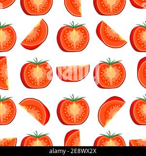 Illustration on theme of pattern red tomato, vegetable ketchup for seal. Vegetable pattern consisting of beautiful red tomato, many ketchup. Simple co Stock Vector