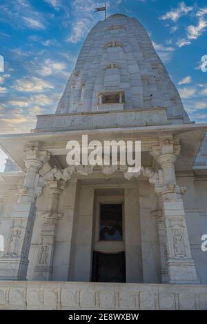 Birla Mandir, Jaipur, india is constructed with white marble in 1988. Lakshmi Narayan Temple is a hindu temple which was build by B.M.Birla Foundation Stock Photo