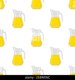 Illustration on theme big colored lemonade in glass jug for natural drink. Lemonade pattern consisting of collection kitchen accessory, glass jug to o Stock Vector