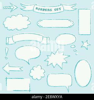Vector collection of hand drawn borders and frames Stock Vector