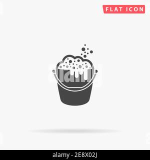 Washing Bucket flat vector icon. Hand drawn style design illustrations. Stock Vector