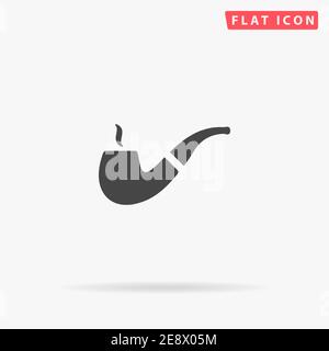 Smoke Tobacco Pipe flat vector icon. Hand drawn style design illustrations. Stock Vector