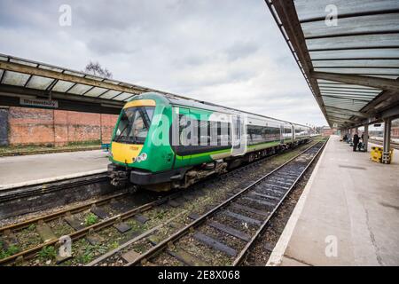 West Midlands Railway train in Shrewsbury station. the company provides passenger train services on the West Midlands franchise Stock Photo