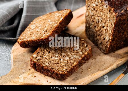 Sliced rye whole grain bread with seeds Stock Photo