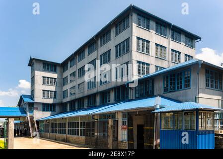 Bulding of the damro tea factory and lounge and tea plantation, Sri Lanka Stock Photo