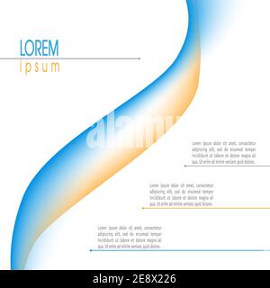 Template with abstract wave in blue and orange. Minimalistic vector background. Modern layout for advert, book page, brochure, poster, leaflet. EPS10 Stock Vector