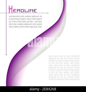 Layout with abstract wave in purple and gray. Minimalistic vector background. Modern template for advert, book page, brochure, poster, leaflet. EPS10 Stock Vector