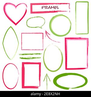 Set of grunge brush frames isolated on white Stock Vector