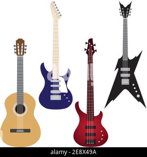 Vector set of guitars isolated on white Stock Vector