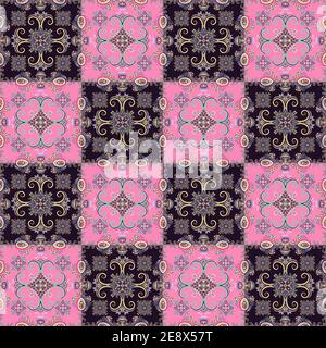 Abstract oriental Vector ethnic ornaments, colorful seamless pattern Stock Vector