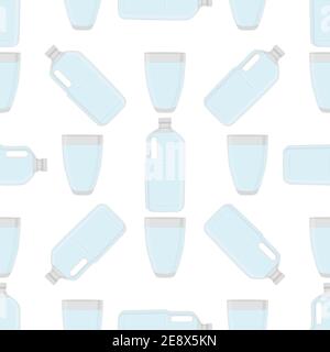 Illustration on theme set identical types plastic bottles for drinking water. Water pattern consisting of collection kitchen accessory, plastic bottle Stock Vector